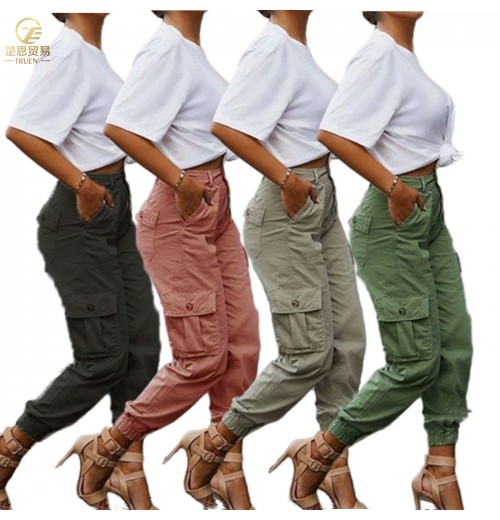 S-3XL 2024 fall clothing new fashion loose cropped trousers multi-pocket women overalls neck tight cargo pants S-3XL 2024 fall clothing new fashion loose cropped trousers multi-pocket women overalls neck tight cargo pants